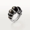 Cartier Libre Tressage Ring, Obsidian, Diamonds