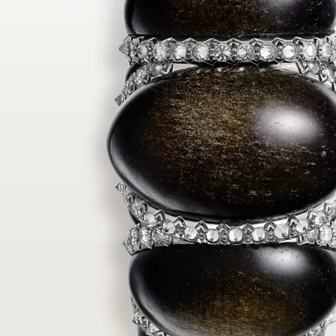 Cartier Libre Tressage Ring, Obsidian, Diamonds