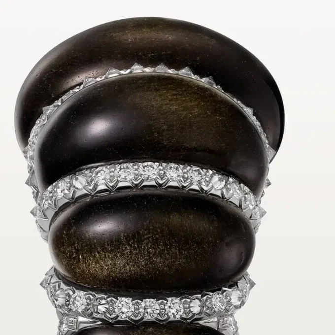 Cartier Libre Tressage Ring, Obsidian, Diamonds