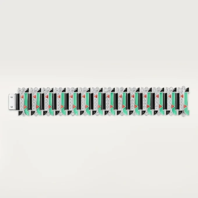 Geometrie & Contrastes Bracelet, Chrysoprase, Paved