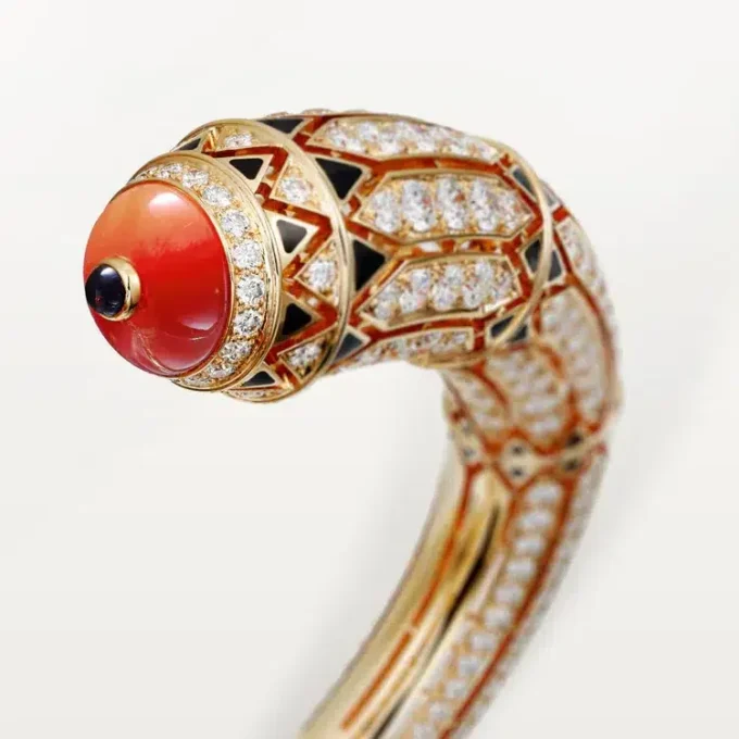 Geometrie & Contrastes Bracelet, Coral, Paved