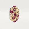 Grain De Cafe Ring, Rubellite, Semi-Paved