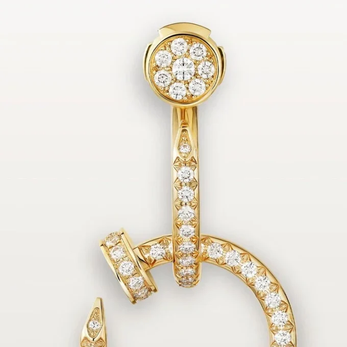 Juste Un Clou Earrings, Double, Paved