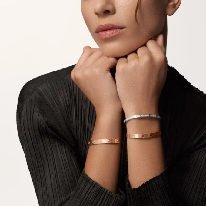 Love Bracelet, Classic Model, Brushed, 4 Diamonds