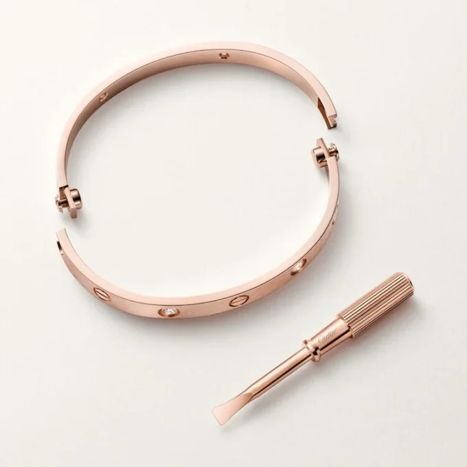 Love Bracelet, Classic Model, Brushed, 4 Diamonds