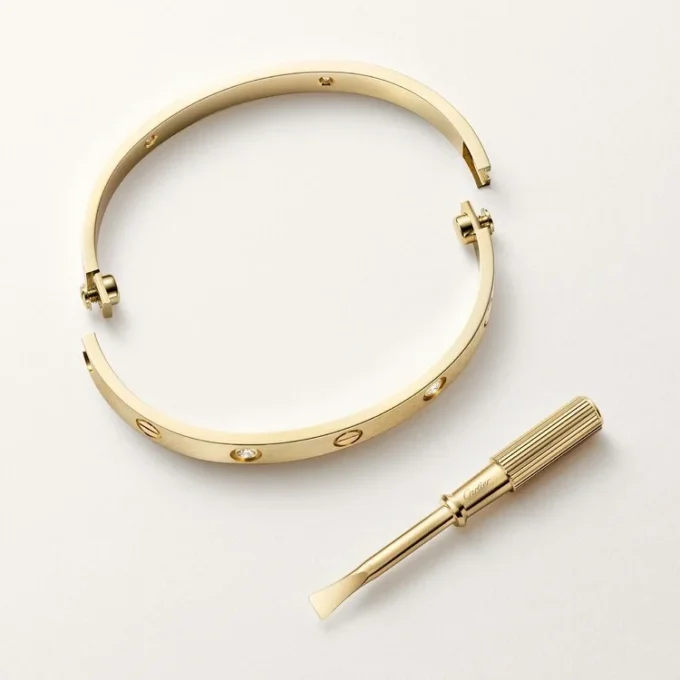 Love Bracelet, Classic Model, Brushed, 4 Diamonds