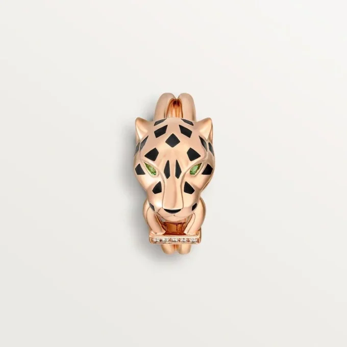 Panthere De Cartier Ring – Pink Gold, Tsavorite Garnets, Onyx, Black Lacquer, Diamonds – Cartier