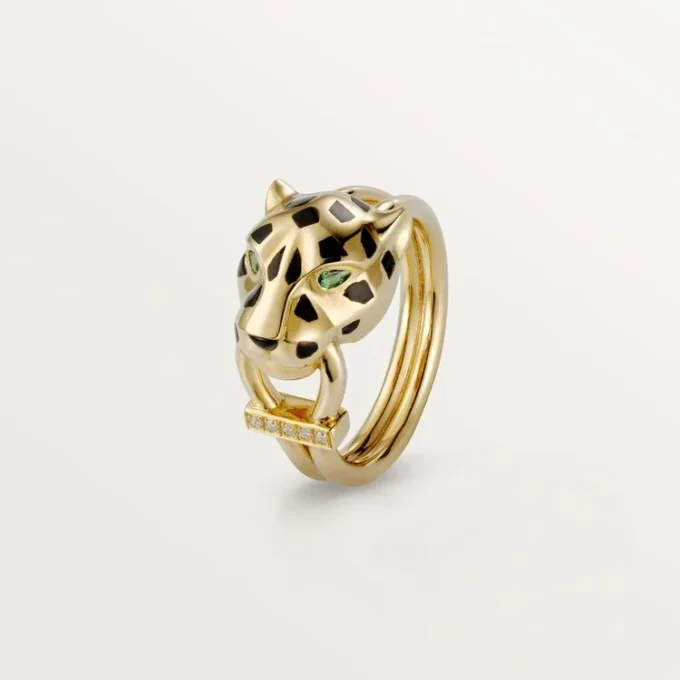 Panthere De Cartier Ring – Yellow Gold, Lacquer, Diamonds, Tsavorite Garnet – Cartier