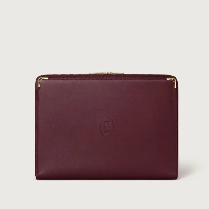 Portfolio, Must De Cartier – Burgundy Calfskin, Golden Finish – Cartier
