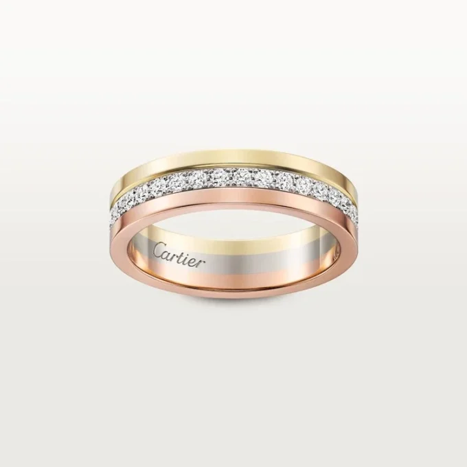 Vendome Louis Cartier Wedding Band, 4.8 Mm Width, Paved